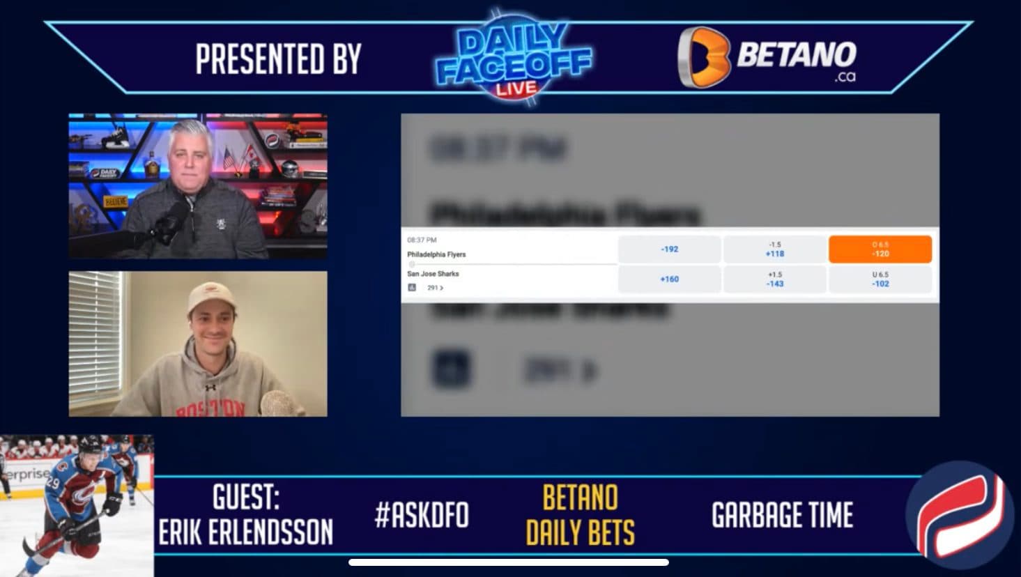 Betano Daily Bets: Colorado Puckline & Sharks/Flyers Over 6.5