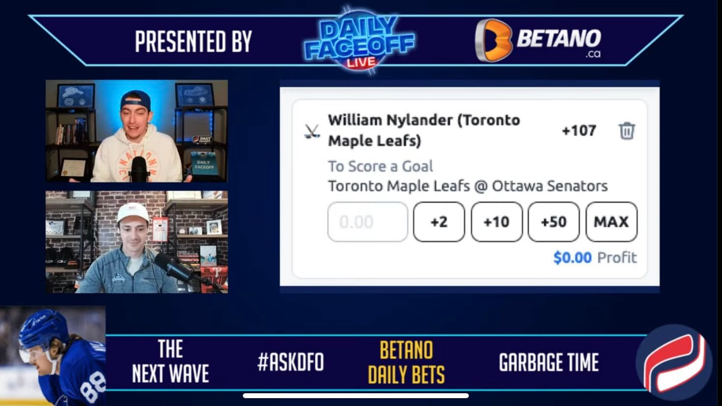 Betano Daily Bets: Willy Nylander +107 to score & Red Wings/Sharks Over