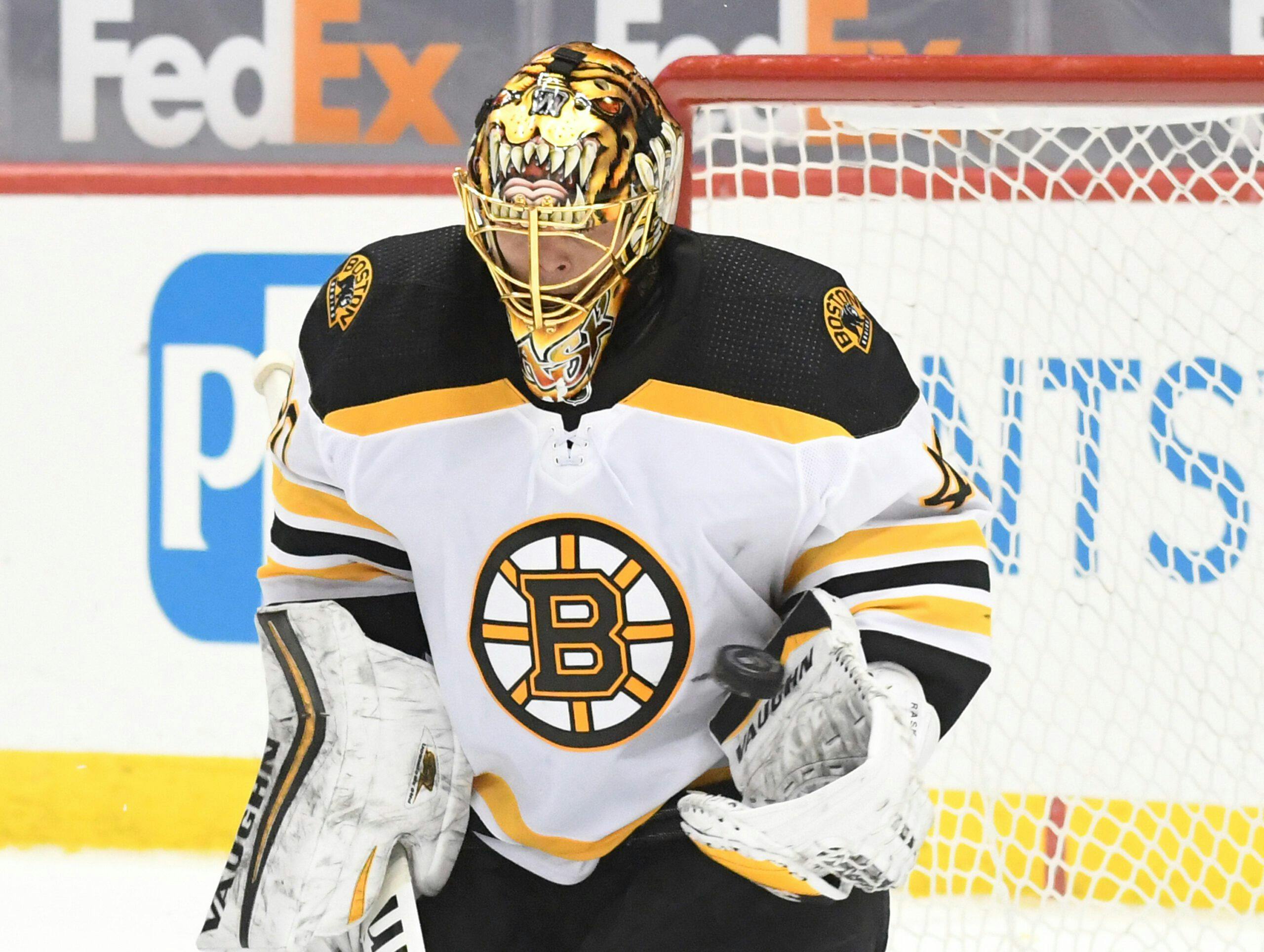 Tuukka Rask makes an appearance at Boston Bruins practice with Jeremy Swayman ill