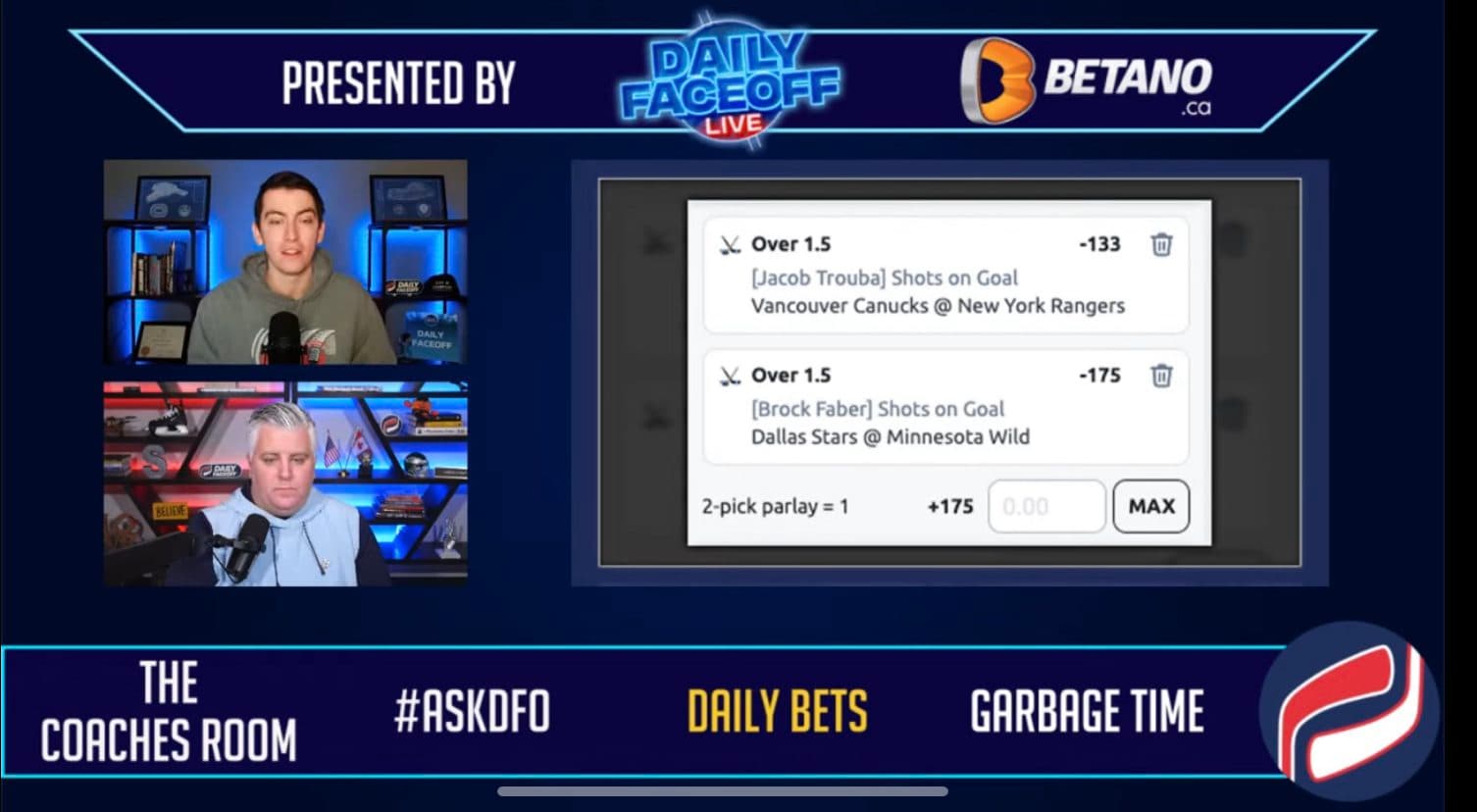 Betano Daily Bets: Jacob Trouba/Brock Faber shot prop parlay & Canucks/Rangers Under 6.5