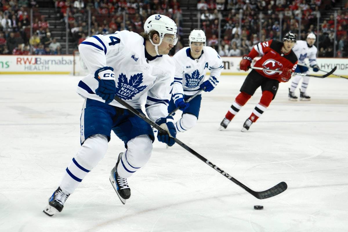 Maple Leafs’ Bobby McMann leaves game vs. Red Wings with lower-body injury