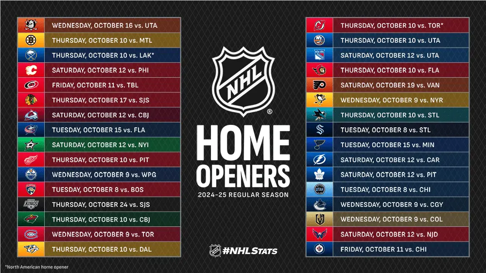 NHL releases schedule for 2024-25 regular season - Daily Faceoff