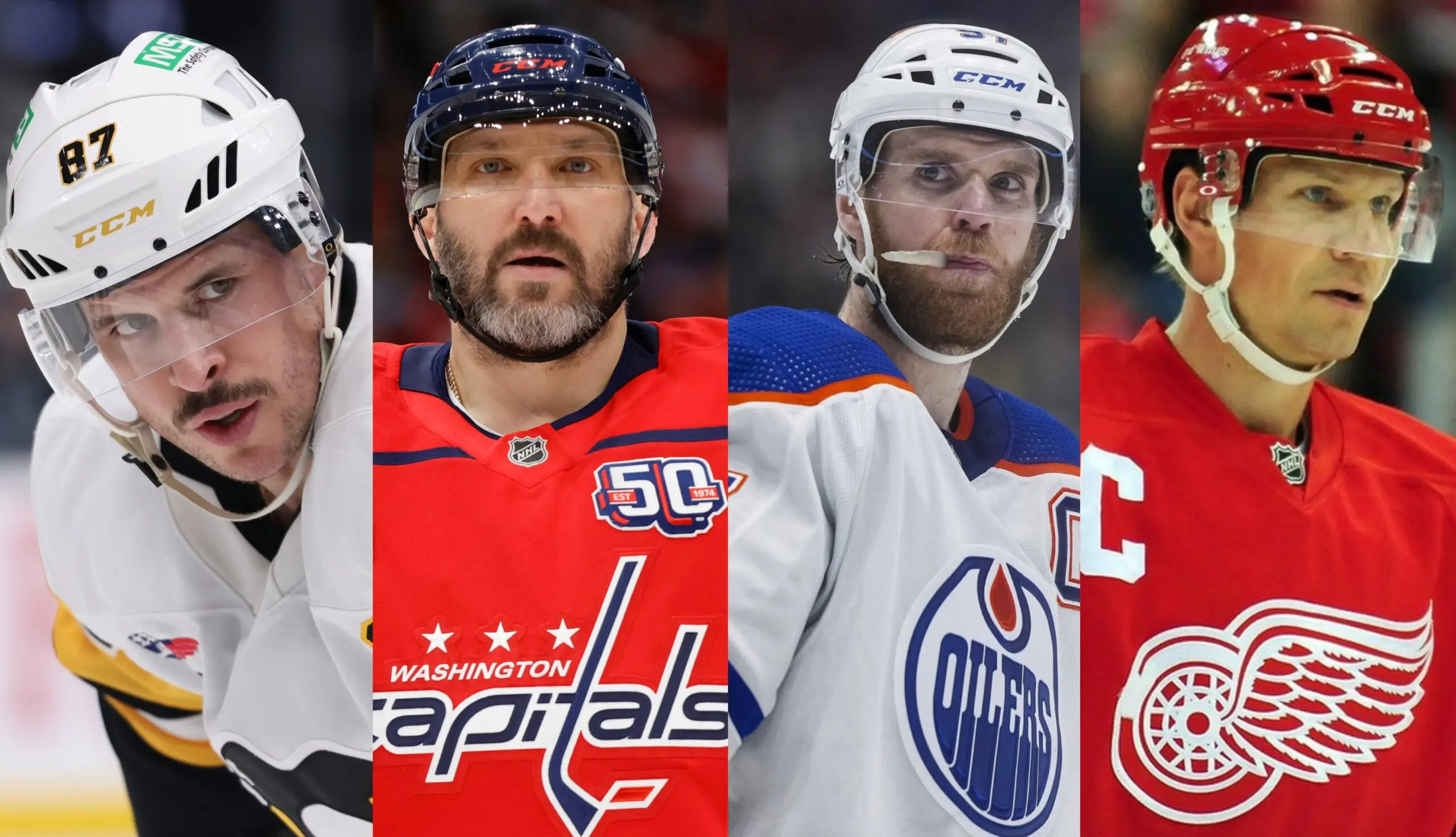 Sidney Crosby, Alex Ovechkin, Connor McDavid and Nicklas Lidstrom (Imagn Images)