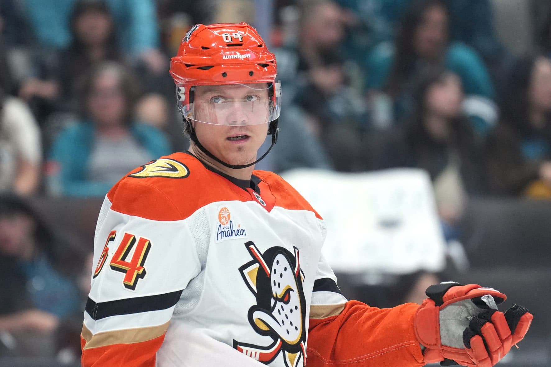 Anaheim Ducks center Mikael Granlund (64) during the second period against the San Jose Sharks at SAP Center at San Jose.