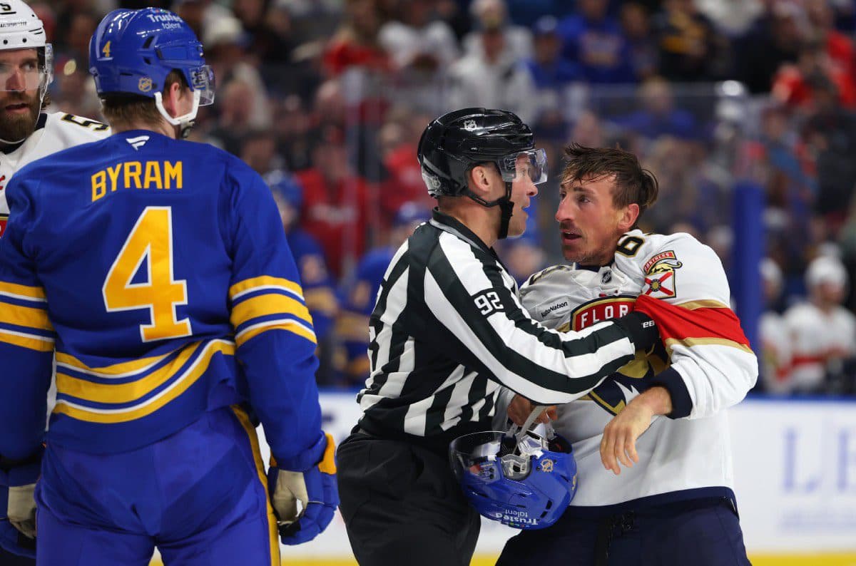 Panthers’ Marchand takes Sabres’ Dahlin’s helmet to penalty box, rips off straps