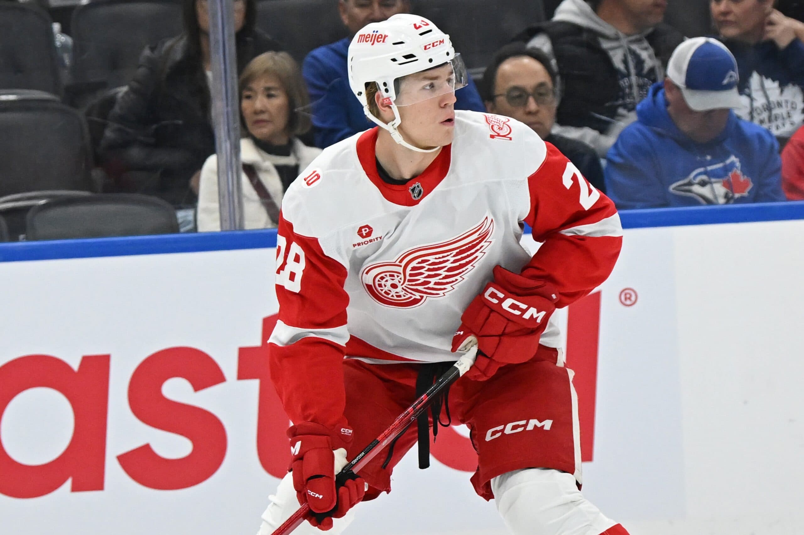 ‘He’s a bull in a China shop’: Red Wings’ Brandsegg-Nygard making most of trip to AHL
