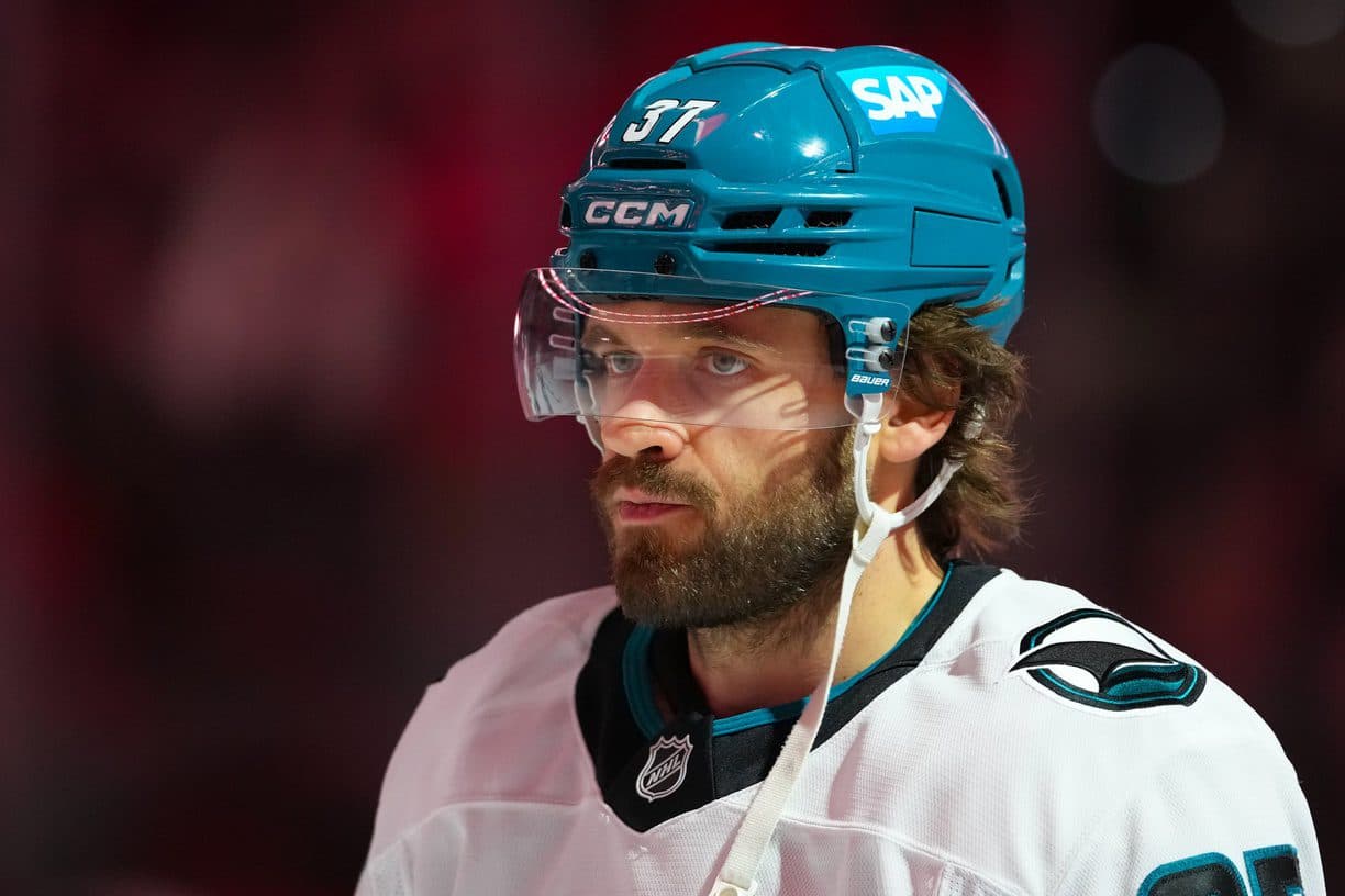 San Jose Sharks defenseman Timothy Liljegren (37) looks on before the start of the game against the Carolina Hurricanes at Lenovo Center.