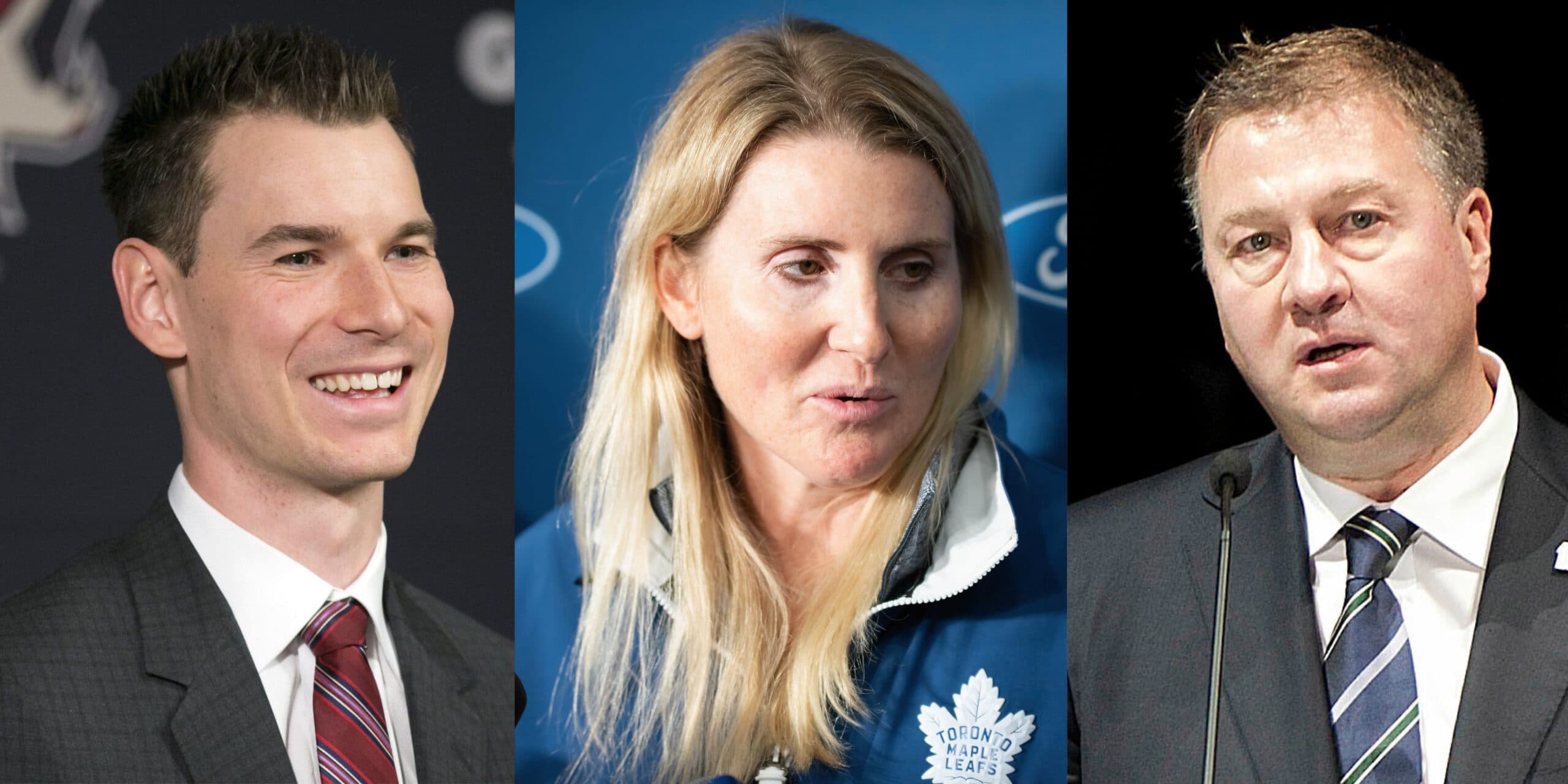 John Chayka (Imagn Images), Hayley Wickenheiser (Steven Ellis/The Nation Network and Mike Gillis (Imagn Images)