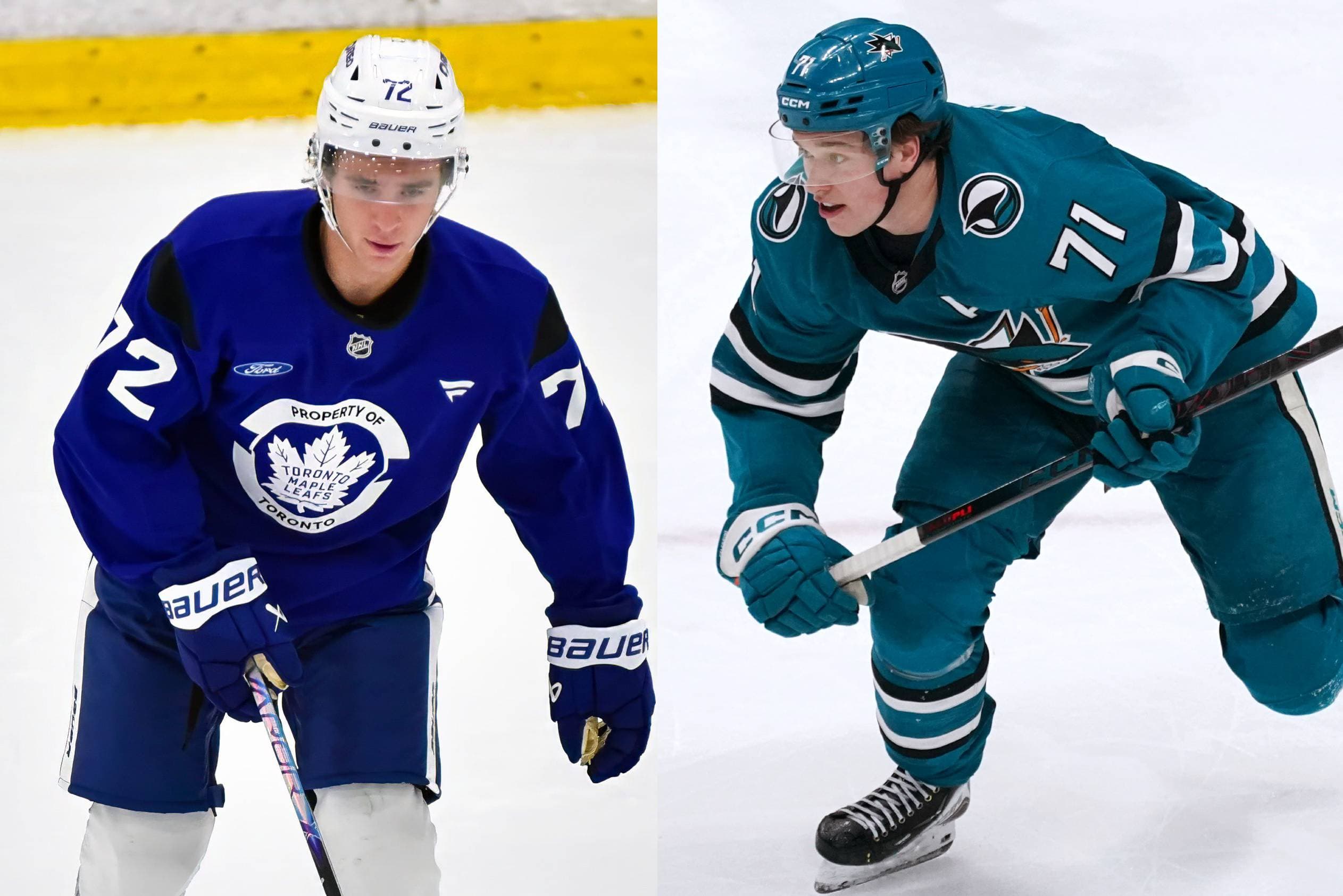 Toronto Maple Leafs forwarad Gavin McKenna, San Jose Sharks forward Macklin Celebrini