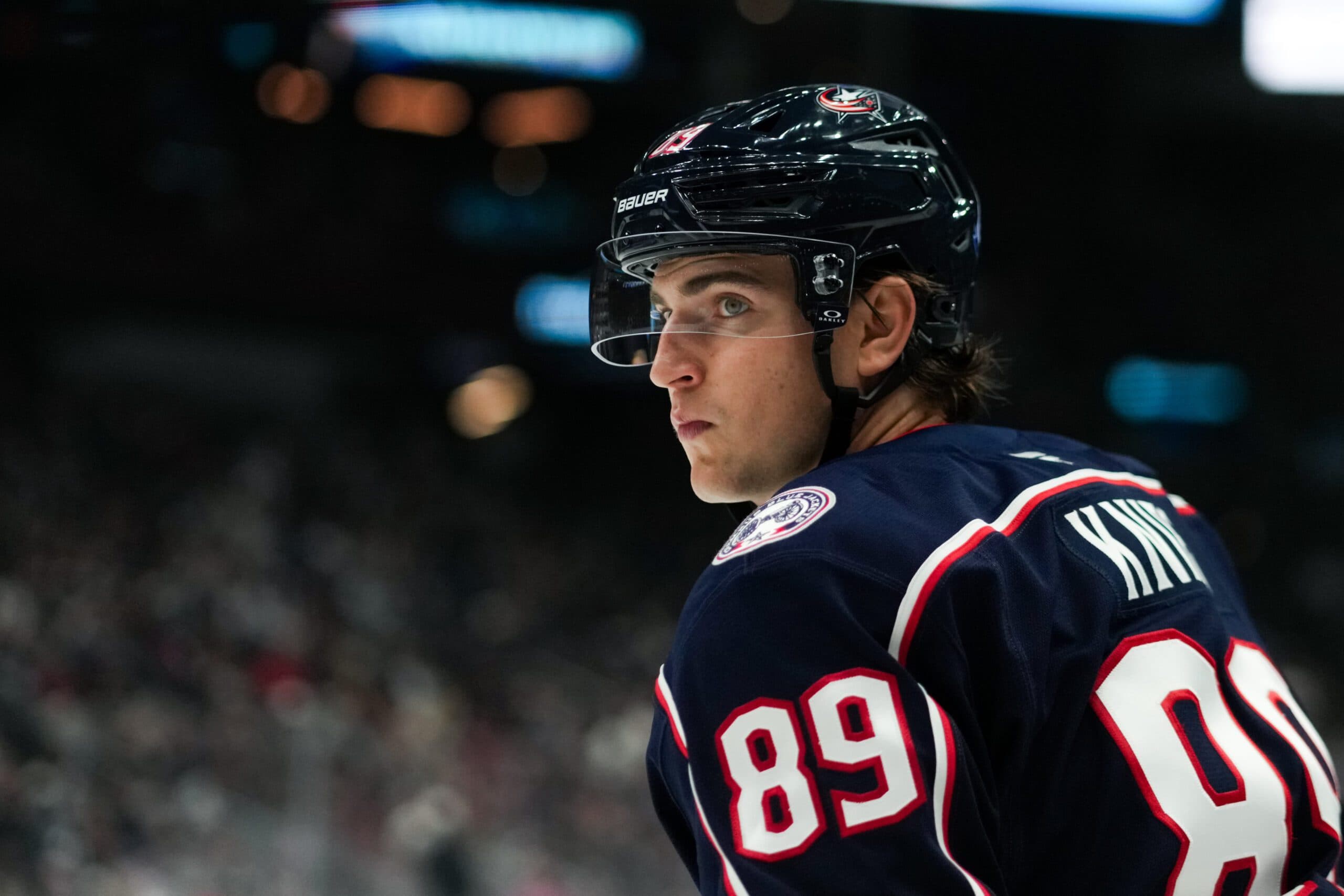 Knies had two goals and an assist in the Blue Jackets' 6-3 opening night win.