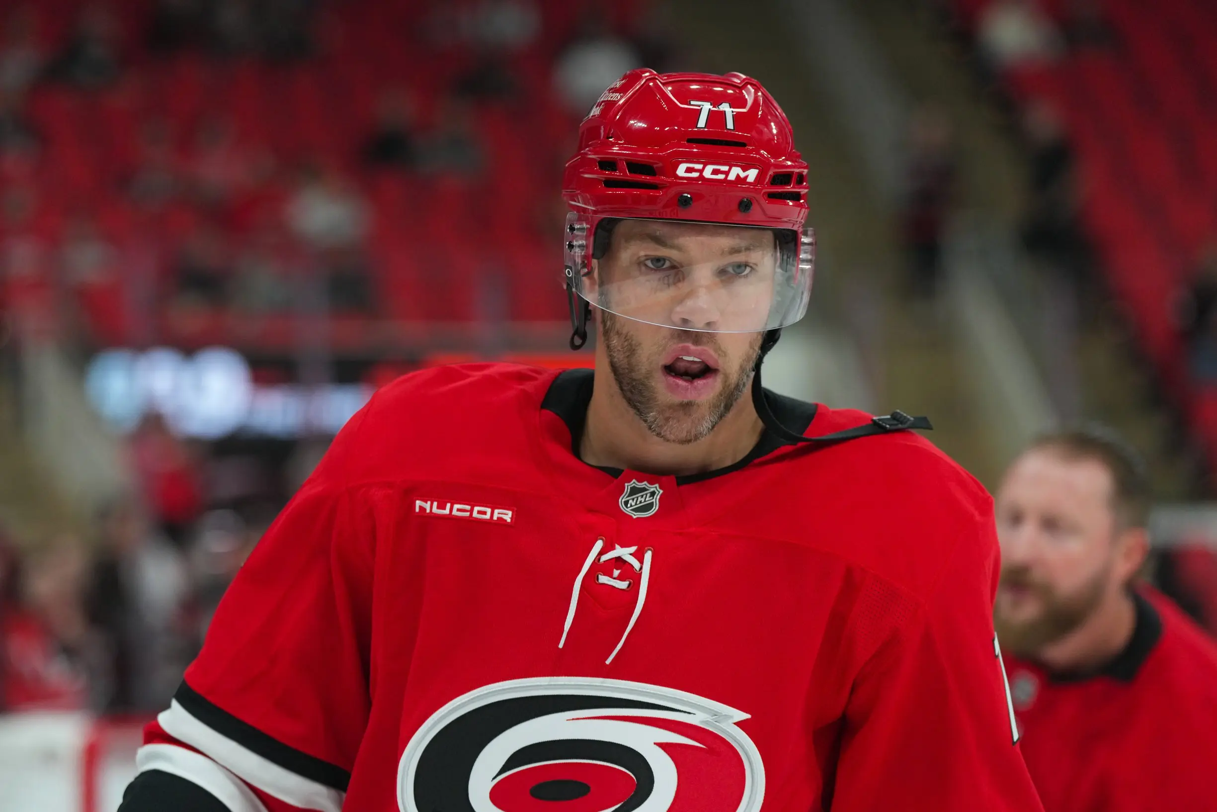 Hurricanes’ Taylor Hall exits game with upper-body injury