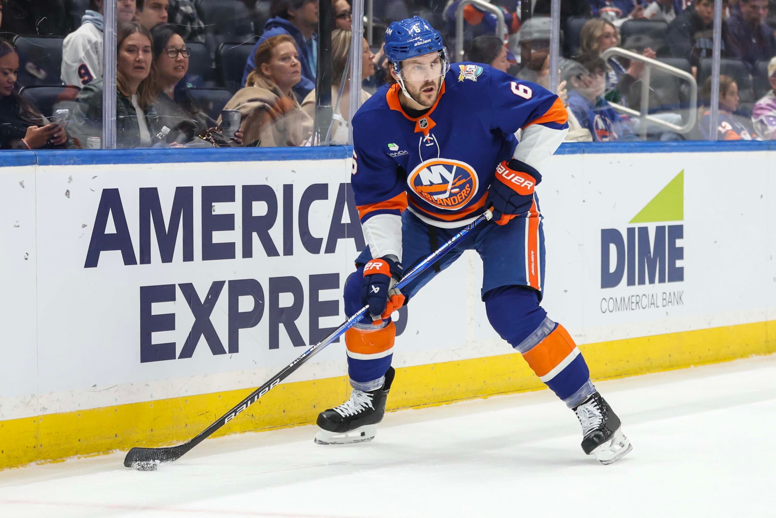 New York Islanders defenseman Ryan Pulock (6) at UBS Arena.