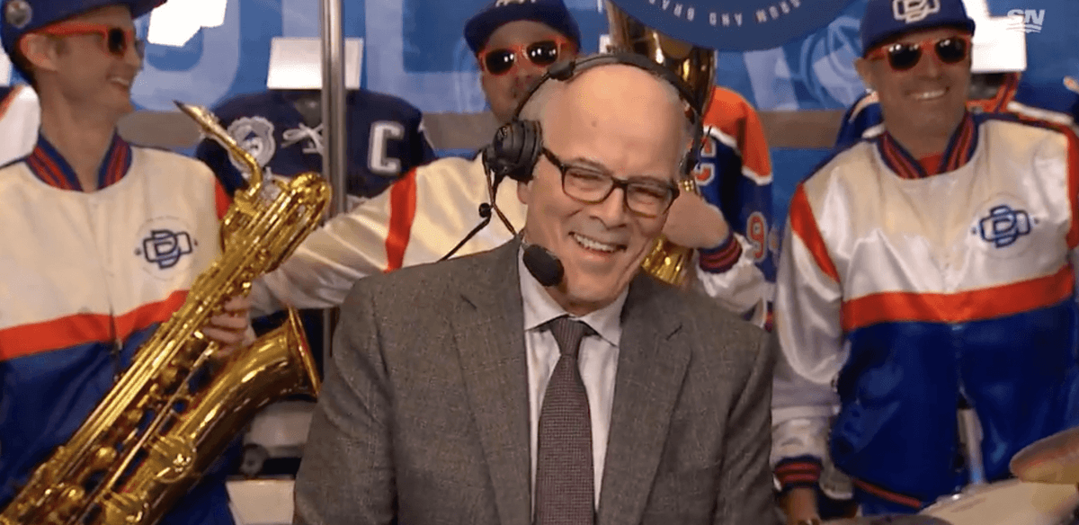 Scott Oake during NHL coverage close-up